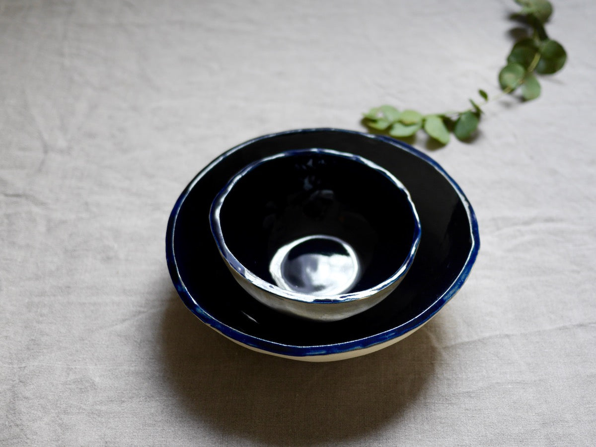 Serving bowl / Noodle Bowl - ⌀22 cm - Soft Clay - Midnight Blue