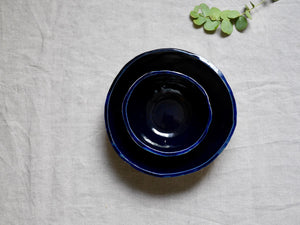 Noodle bowl / Soup bowl / Serving bowl - 22 cm - Soft clay - Midnight Blue