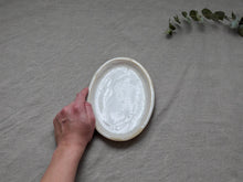 Load image into Gallery viewer, my-hungry-valentine-ceramics-studio-dish-oval-side-nt-lunarwhite-top-hand
