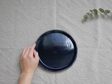 Load image into Gallery viewer, my-hungry-valentine-ceramics-studio-plate-21-nt-midnightblue-top-hand

