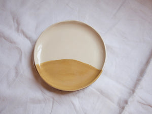 myhungryvalentine-studio-ceramics-brightside-small-starter-plate-18-saffronyellow-cream-stacked-top